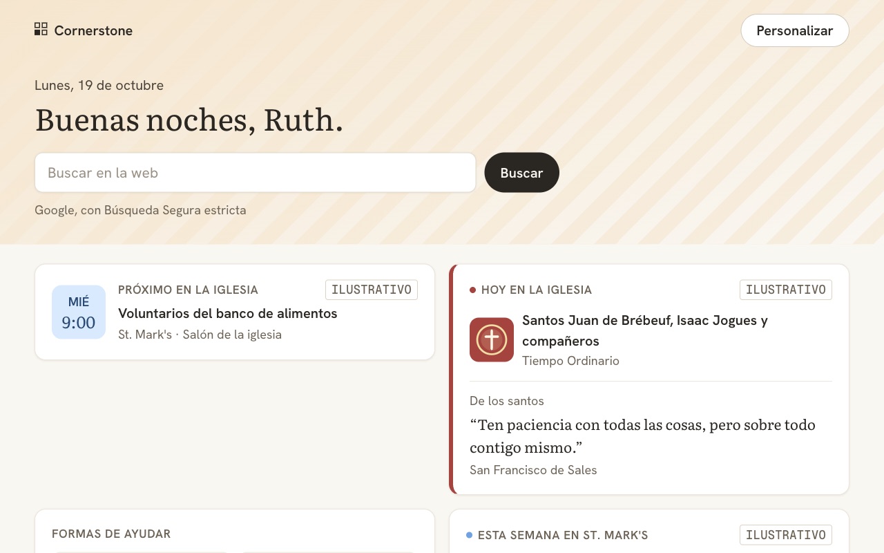 The new tab in Spanish.